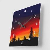 Horloge Carrée Coucher de soleil de Yellowstone (Angle)