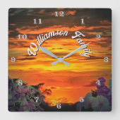 Horloge Carrée Coucher de soleil Famille 2584 (Recto)