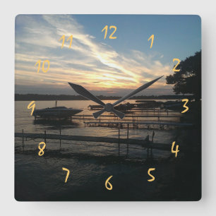 HORLOGE CARRÉE COUCHER DE SOLEIL GORGEANT