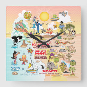 Horloge Carrée Coucher de soleil SoCal