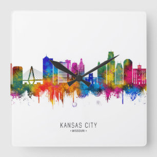 Horloge Carrée Coucher de soleil sur Kansas City Missouri