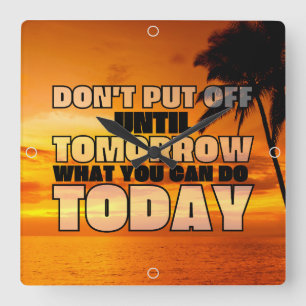 Horloge Carrée Coucher de soleil sur la plage de Palm expressio