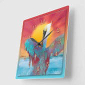 HORLOGE CARRÉE COUCHER DE SOLEIL SUR L'ÎLE DES PÉLICANS (Angle)