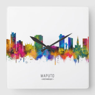 Horloge Carrée Coucher de soleil sur Maputo Mozambique