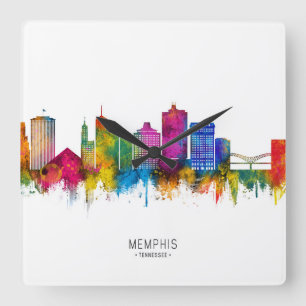 Horloge Carrée Coucher de soleil sur Memphis Tennessee