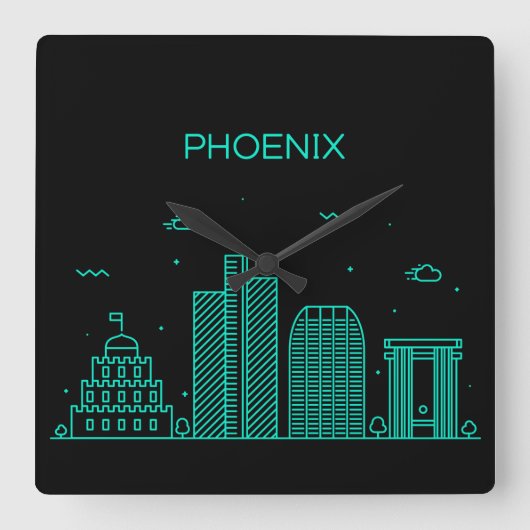 Horloge Carrée Coucher de soleil sur Phoenix (Recto)