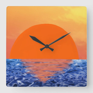 Horloge Carrée Coucher du soleil
