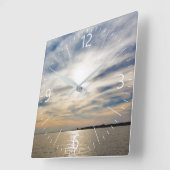 Horloge Carrée Coucher du soleil (Angle)