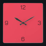 Horloge Carrée Couleur Amaranth Red F4364C - Ajouter Votre Nom Op<br><div class="desc">Ajoutez un nom, des initiales ou du texte, ou gardez la couleur seule. La couleur correspond à d'autres éléments du magasin en fonction du nom et du code HEX (triplet hexadécimal à six chiffres) qui s'affiche. Utilisez ce code pour mélanger, mettre en correspondance et customiser tout autre élément pour l'accompagner...</div>
