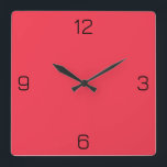 Horloge Carrée Couleur Amaranth Red F4364C - Ajouter Votre Nom Op<br><div class="desc">Ajoutez un nom, des initiales ou du texte, ou gardez la couleur seule. La couleur correspond à d'autres éléments du magasin en fonction du nom et du code HEX (triplet hexadécimal à six chiffres) qui s'affiche. Utilisez ce code pour mélanger, mettre en correspondance et customiser tout autre élément pour l'accompagner...</div>