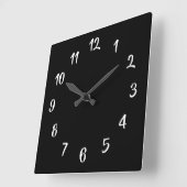 Horloge Carrée Couleur de fond personnalisée noir et blanc (Angle)