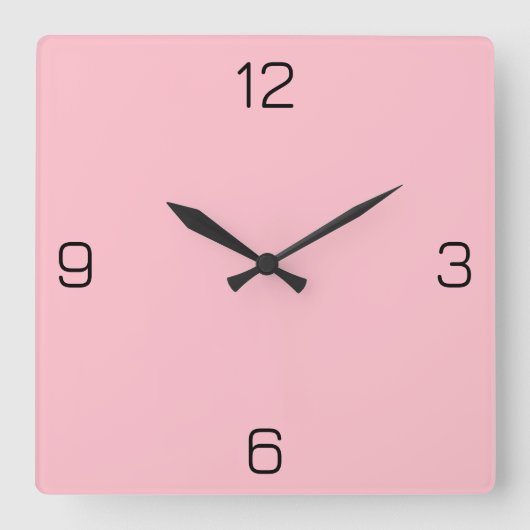 Horloge Carrée Couleur FFC0CB rose - Option pour ajouter un nom (Recto)