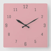 Horloge Carrée Couleur solide rose Rose | Classique | Élégant (Recto)