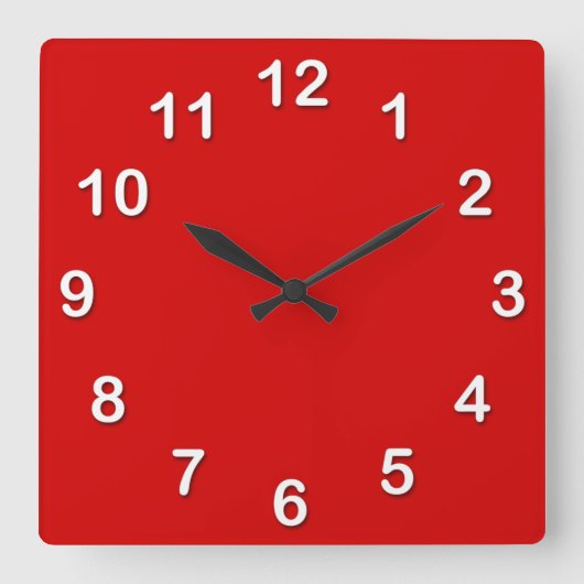 Horloge Carrée Couleur solide : Rouge (Recto)
