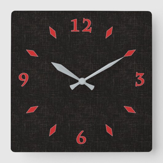 Horloge Carrée Couleur solide texturée noire (Recto)