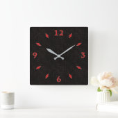 Horloge Carrée Couleur solide texturée noire (Maison)