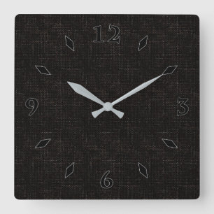 Horloge Carrée Couleur solide texturée noire