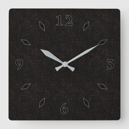 Horloge Carrée Couleur solide texturée noire (Recto)
