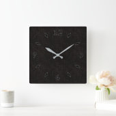 Horloge Carrée Couleur solide texturée noire (Maison)