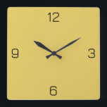 Horloge Carrée Couleur Sunset Yellow E6CB5F - Ajouter Votre Nom O<br><div class="desc">Ajoutez un nom, des initiales ou du texte, ou gardez la couleur seule. La couleur correspond à d'autres éléments du magasin en fonction du nom et du code HEX (triplet hexadécimal à six chiffres) qui s'affiche. Utilisez ce code pour mélanger, mettre en correspondance et customiser tout autre élément pour l'accompagner...</div>