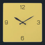 Horloge Carrée Couleur Sunset Yellow E6CB5F - Ajouter Votre Nom O<br><div class="desc">Ajoutez un nom, des initiales ou du texte, ou gardez la couleur seule. La couleur correspond à d'autres éléments du magasin en fonction du nom et du code HEX (triplet hexadécimal à six chiffres) qui s'affiche. Utilisez ce code pour mélanger, mettre en correspondance et customiser tout autre élément pour l'accompagner...</div>
