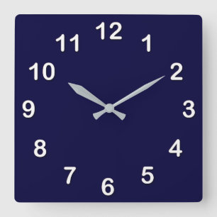 Horloge Carrée Couleur Uni : Bleu Marine