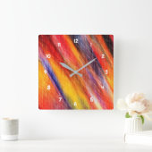 Horloge Carrée Couleurs Abstraites coucher de soleil - Belle (Maison)