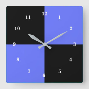 Horloge Carrée Couleurs bleues et noires - personnalisables