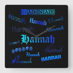 Horloge Carrée Couleurs bleues sur noir - Hannah