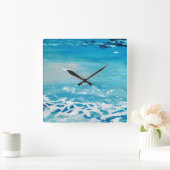 Horloge Carrée Couleurs d'eau peintes (Maison)