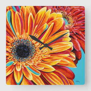 Horloge Carrée Couleurs éclatées II