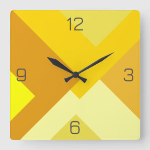 Horloge Carrée Couleurs Jaunes Solides multicouches Conception gé