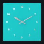 Horloge Carrée Couleurs personnalisées Numéros Police Turquoise H<br><div class="desc">Belles couleurs personnalisables Horloge - Choisissez / ajoutez vos couleurs arrière - plans et numériques préférées ! Choisissez Vos Polices Numériques Uniques ! Ajoutez votre texte / nom / date / logo / image ...  ou sinon :) Profitez - Soyez heureux - Soyez en santé !</div>