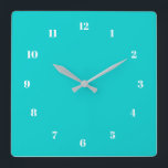 Horloge Carrée Couleurs personnalisées Numéros Police Turquoise H<br><div class="desc">Belles couleurs personnalisables Horloge - Choisissez / ajoutez vos couleurs arrière - plans et numériques préférées ! Choisissez Vos Polices Numériques Uniques ! Ajoutez votre texte / nom / date / logo / image ...  ou sinon :) Profitez - Soyez heureux - Soyez en santé !</div>