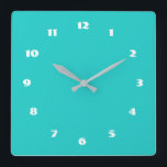Horloge Carrée Couleurs personnalisées Numéros Police Turquoise p<br><div class="desc">Belles couleurs personnalisables Horloge - Choisissez / ajoutez vos couleurs arrière - plans et numériques préférées ! Choisissez Vos Polices Numériques Uniques ! Ajoutez votre texte / nom / date / logo / image ...  ou sinon :) Profitez - Soyez heureux - Soyez en santé !</div>