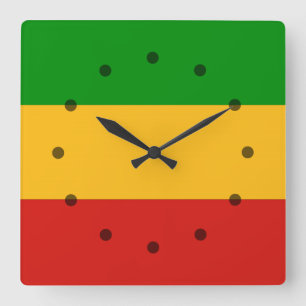 Horloge Carrée COULEURS RASTAFARI + vos idées
