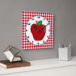 Horloge Carrée Country red apple fruit wall clock