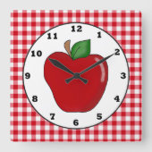 Horloge Carrée Country red apple fruit wall clock (Recto)