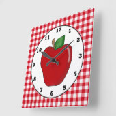 Horloge Carrée Country red apple fruit wall clock (Angle)