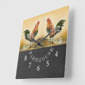 Horloge Carrée Country Roster Chalkboard Farmhouse (Angle)