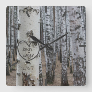 Horloge Carrée Country Rustic Carved