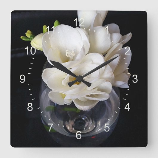 Horloge Carrée coupe de nuit de freesia (Recto)