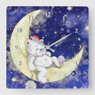 Horloge Carrée Coupe de Sweet Dreaming Little Bear