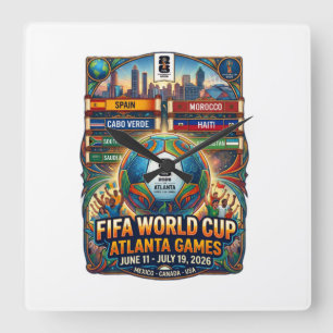 Horloge Carrée Coupe du Monde FIFA Atlanta Géorgie 2026