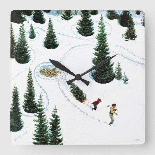 Horloge Carrée Couper l'arbre (Recto)