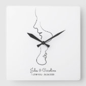 Horloge Carrée Couple minimaliste art abstrait (Recto)