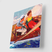 Horloge Carrée Couple Sailing (Angle)