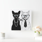 Horloge Carrée Couples de chat (Maison)