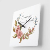 Horloge Carrée Courage cher coeur (Angle)