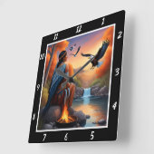 Horloge Carrée Courants autochtones : Gleam de la rivière Dive Ea (Angle)